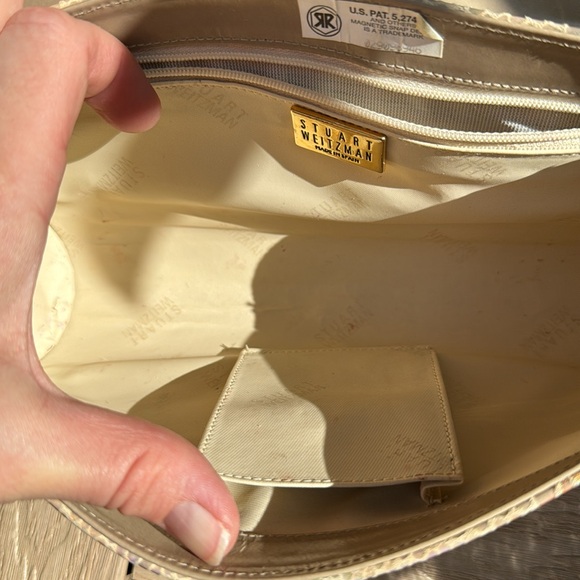 Stuart Weitzman beige snake skin embossed small flap bag - Picture 7 of 11